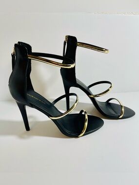 BEBE Heeled Sandals with Gold Trim - Strappy Heels